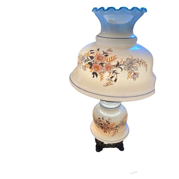 VTG Mid Century Casting Electric hurricane lamp Gone With the Wind 3 way floral - Picture 2 of 13